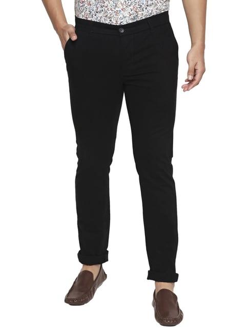 basics black tapered fit trousers