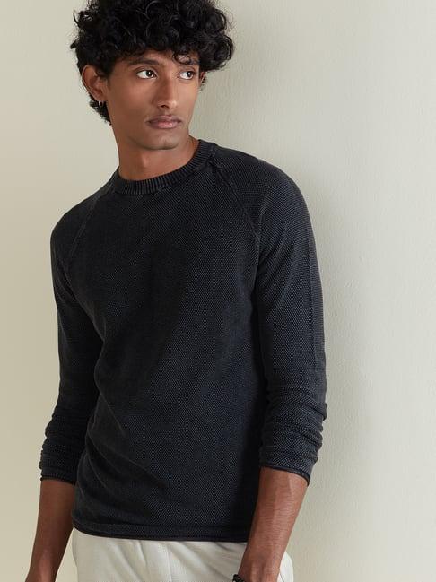 eta by westside charcoal slim-fit sweater