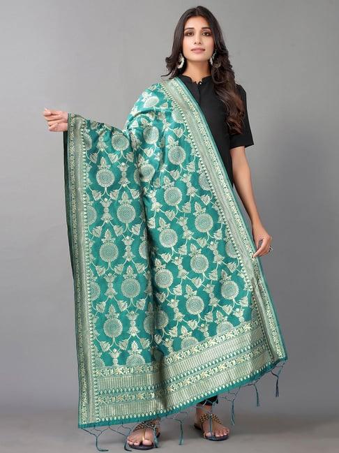 satrani green woven pattern dupatta