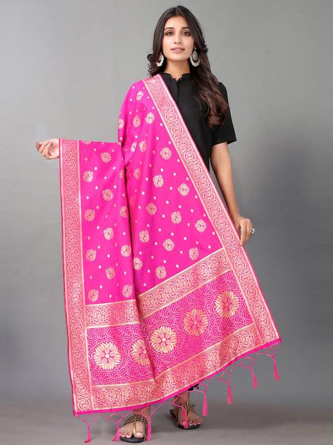 satrani pink woven pattern dupatta