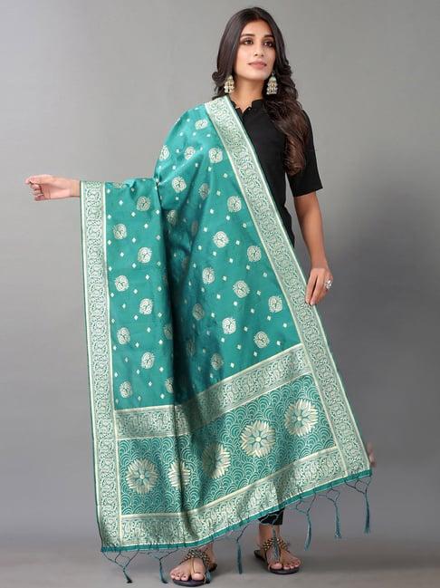 satrani green woven pattern dupatta