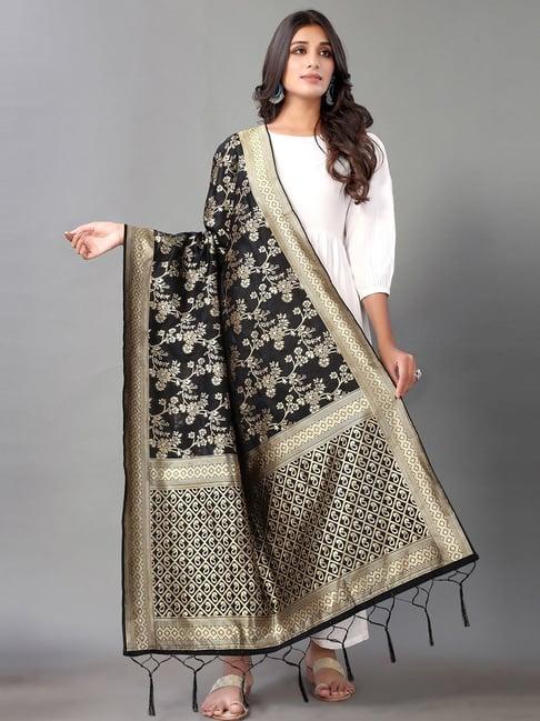 satrani black woven pattern dupatta