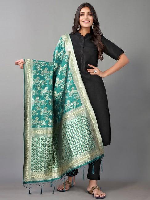 satrani green woven pattern dupatta