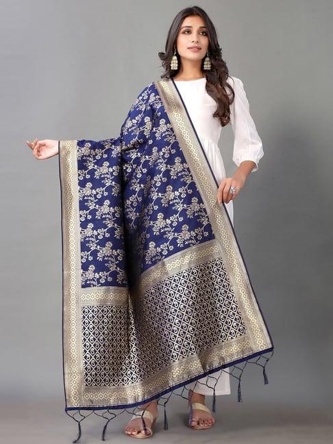 satrani navy woven pattern dupatta