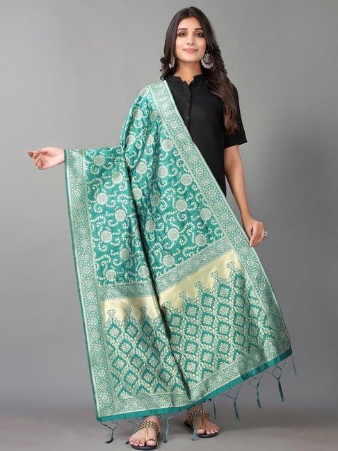 satrani green woven pattern dupatta