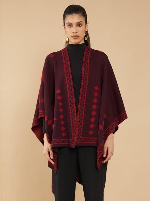 soch maroon printed shrug