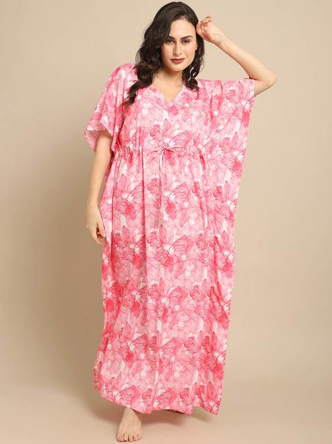 boston club pink floral print kaftan