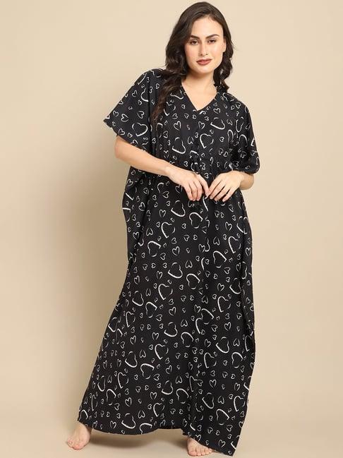 boston club black floral print kaftan