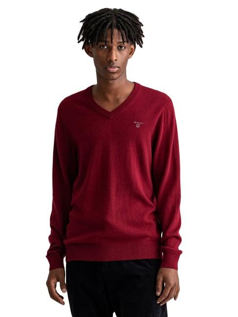 gant burgundy v neck sweater