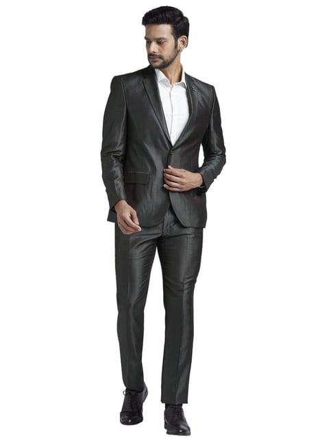 parx brown regular fit self pattern two piece suit