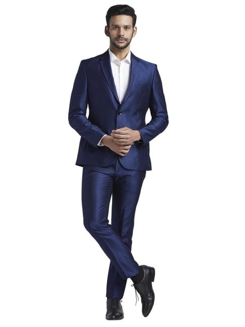 parx royal blue regular fit two piece suit