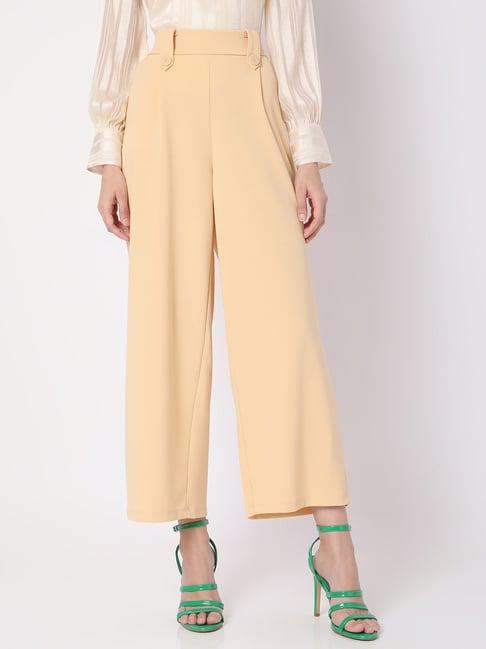 vero moda beige regular fit pants