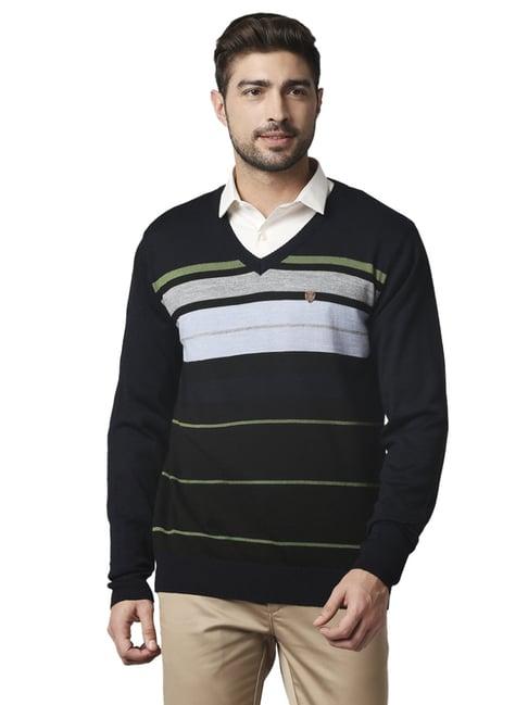 raymond blue regular fit striped sweater