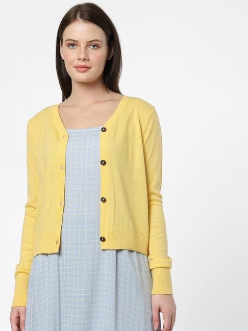 vero moda yellow regular fit cardigans