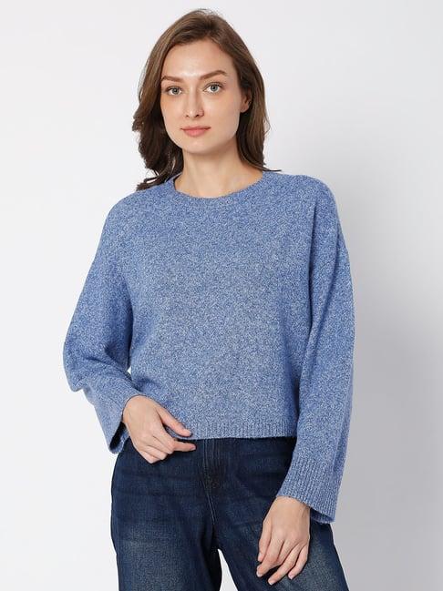 vero moda light blue textured sweater