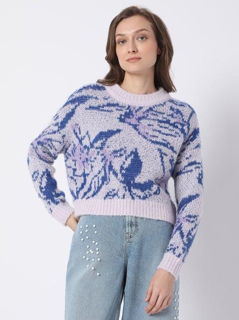 vero moda lavender self design sweater