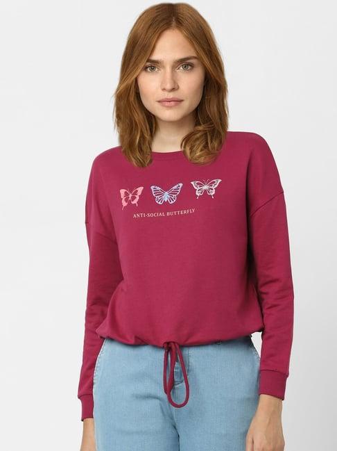 vero moda maroon printed sweatshirt