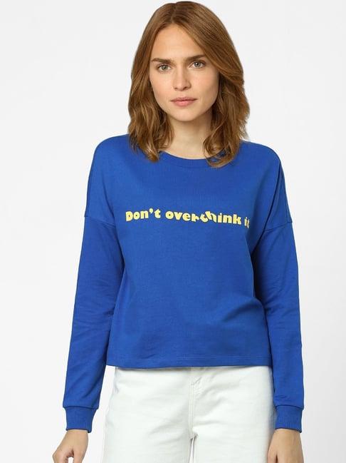 vero moda blue graphic print sweatshirt