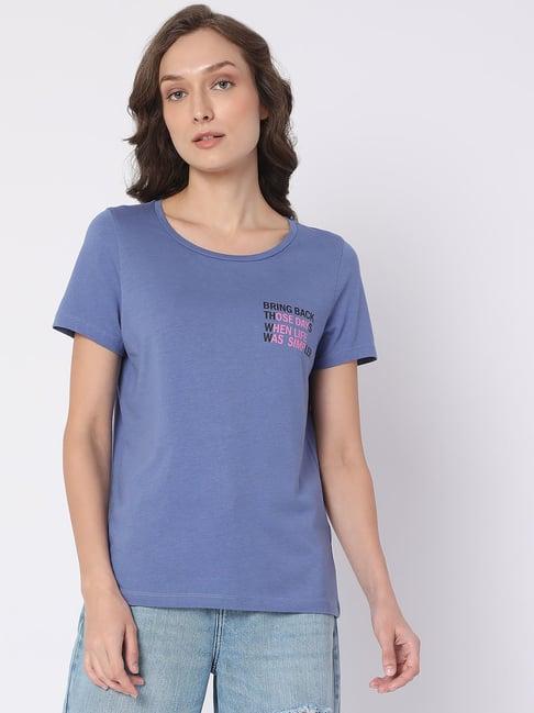 vero moda blue graphic print t-shirt