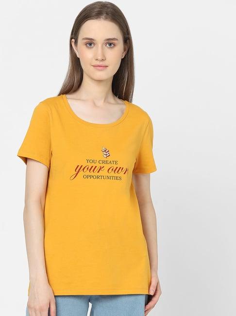 vero moda yellow graphic print t-shirt