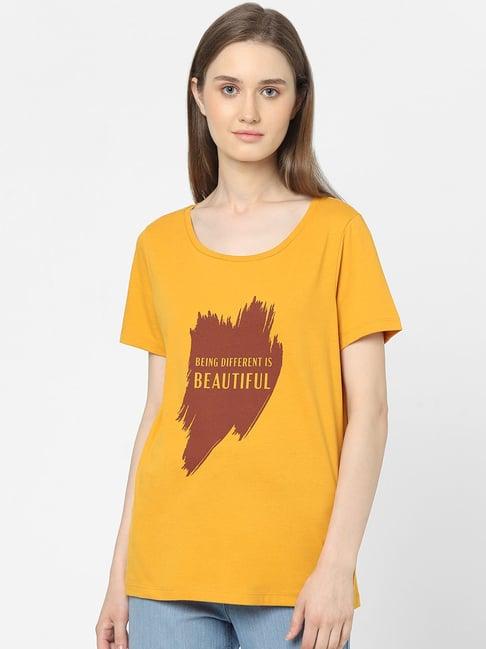 vero moda yellow printed t-shirt