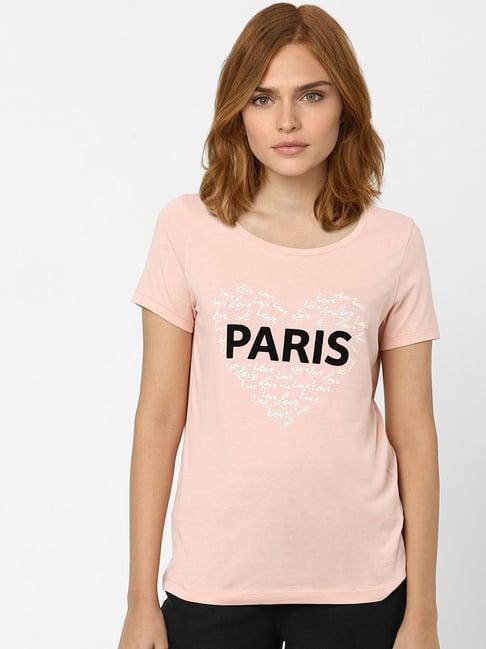 vero moda peach printed t-shirt