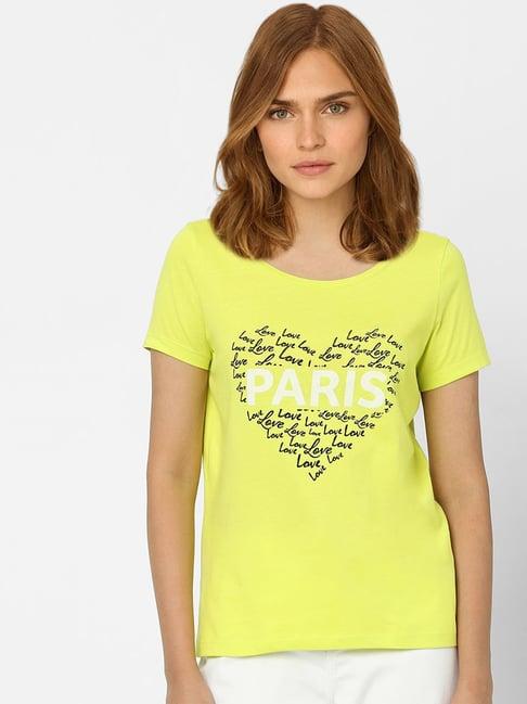 vero moda yellow printed t-shirt