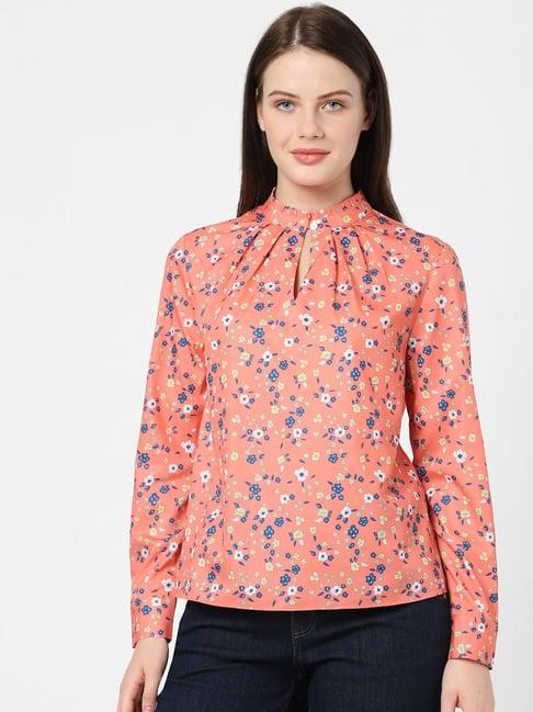 vero moda orange floral print top