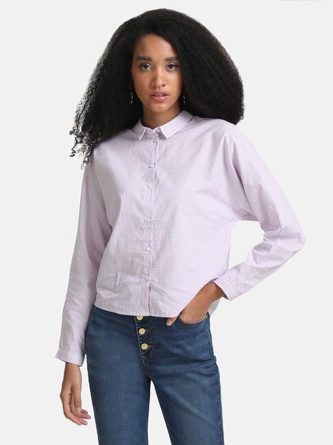 kazo lavender relaxed fit striped shirt