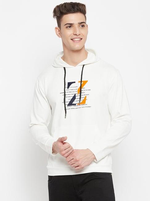 duke white full sleeves hooded sweatshirt