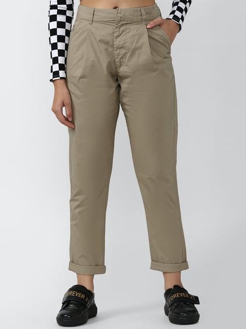 forever 21 khaki regular fit pleated trousers