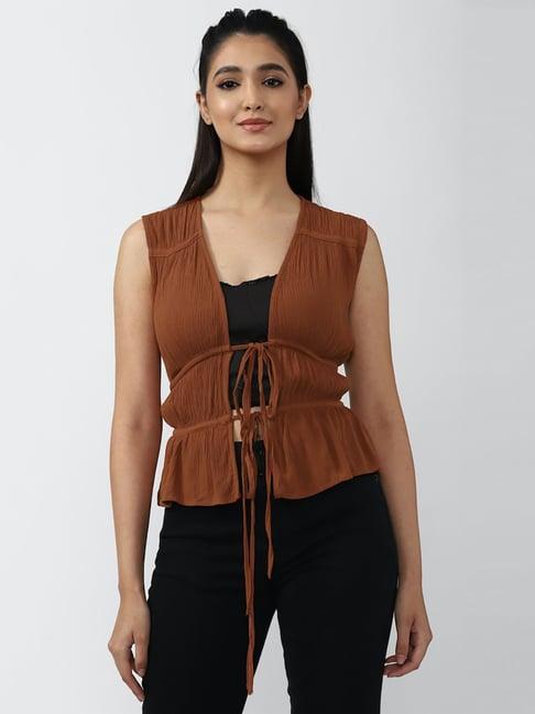 forever 21 brown sleeveless shrug