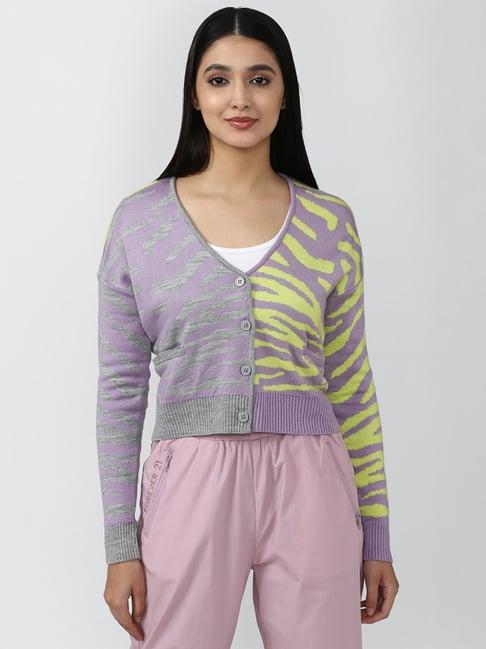 forever 21 purple round neck cardigan