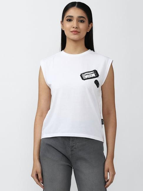 forever 21 white printed a-line top