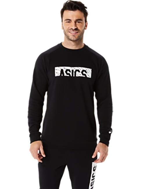 asics black full sleeves round neck sweatshirt