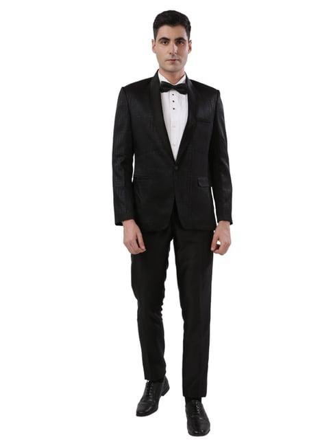 ethnix by raymond black tailored fit self pattern two piece suit