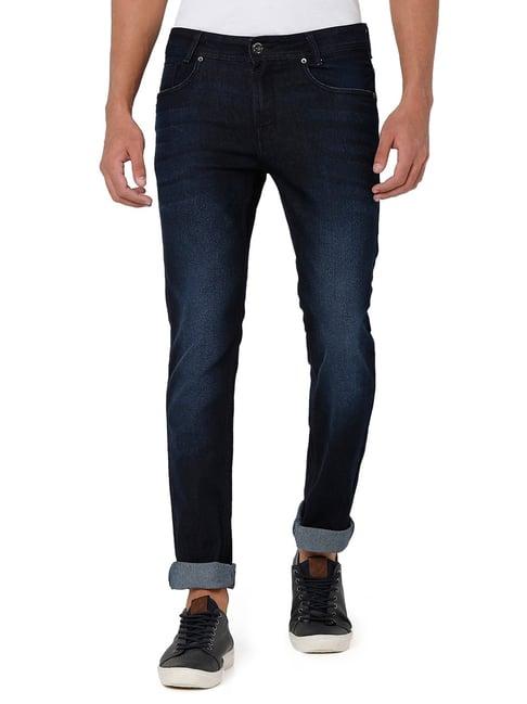 mufti blue super slim fit lightly washed jeans