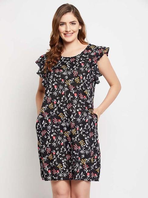 clovia black printed night dress