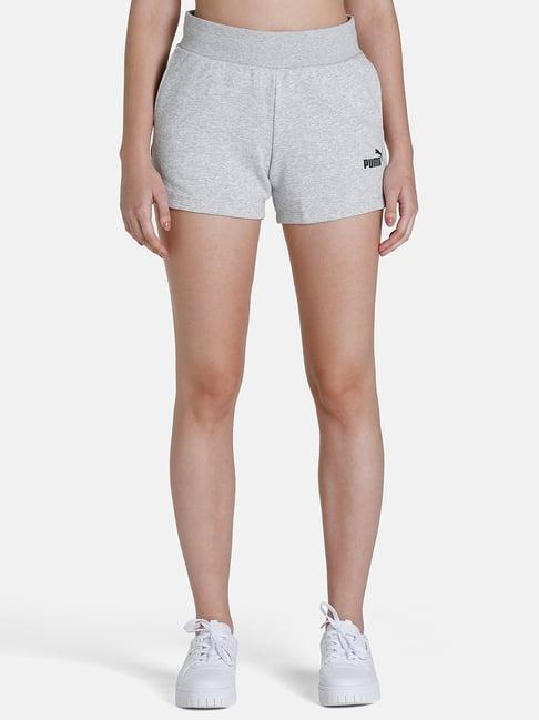 puma essentials grey cotton logo shorts