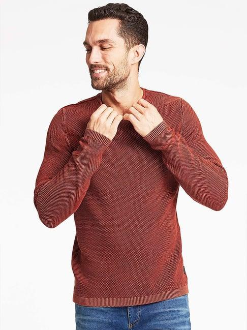 lindbergh rust self design sweater