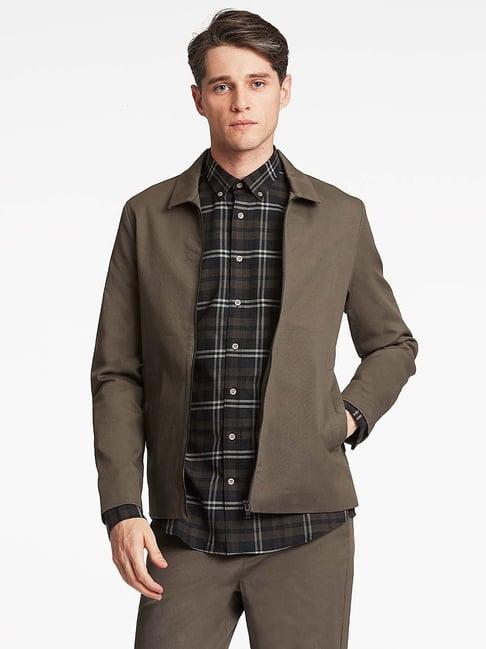 lindbergh olive full sleeves shirt collar jacket