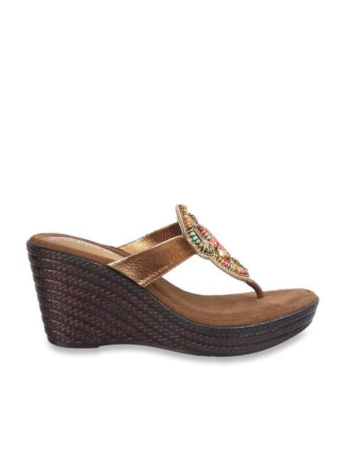 catwalk women's brown thong wedges