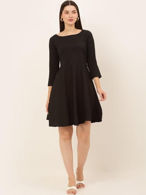 jainish black regular fit a-line dress