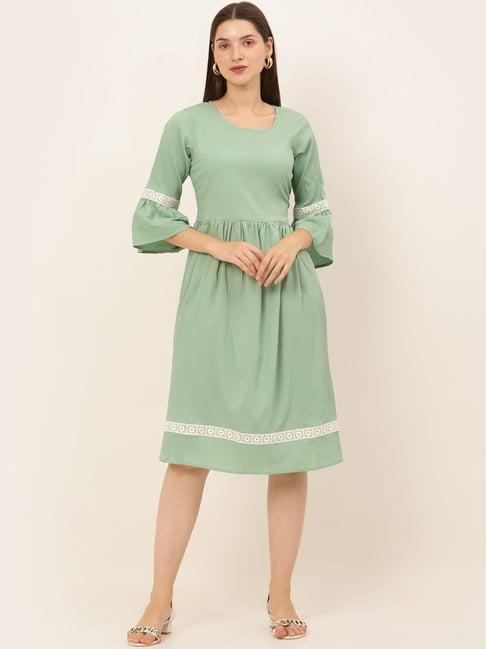 jainish green regular fit a-line dress