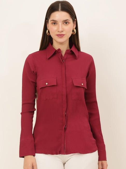 jainish maroon regular fit shirt