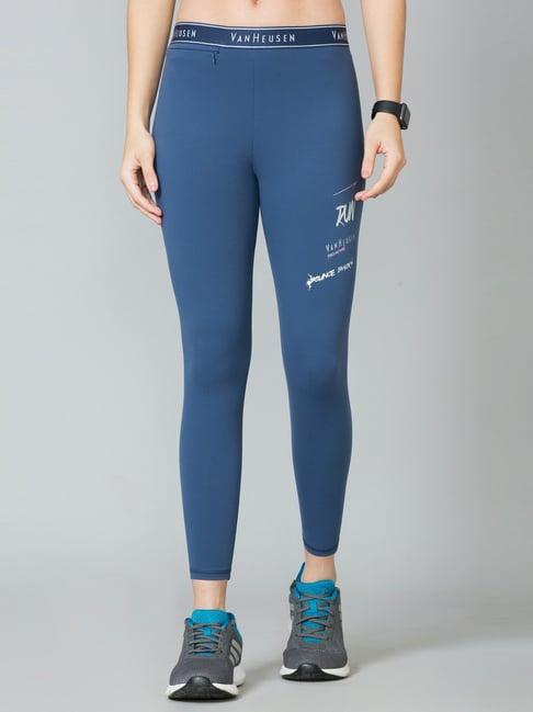 van heusen blue printed mid rise tights