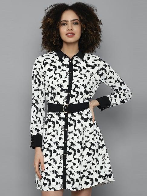 allen solly white printed a-line dress