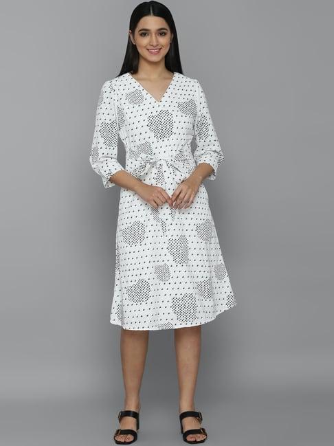 allen solly white printed a-line dress