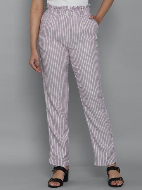 allen solly purple striped trousers