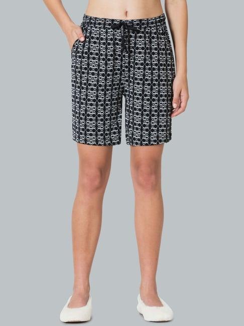 van heusen black cotton printed shorts